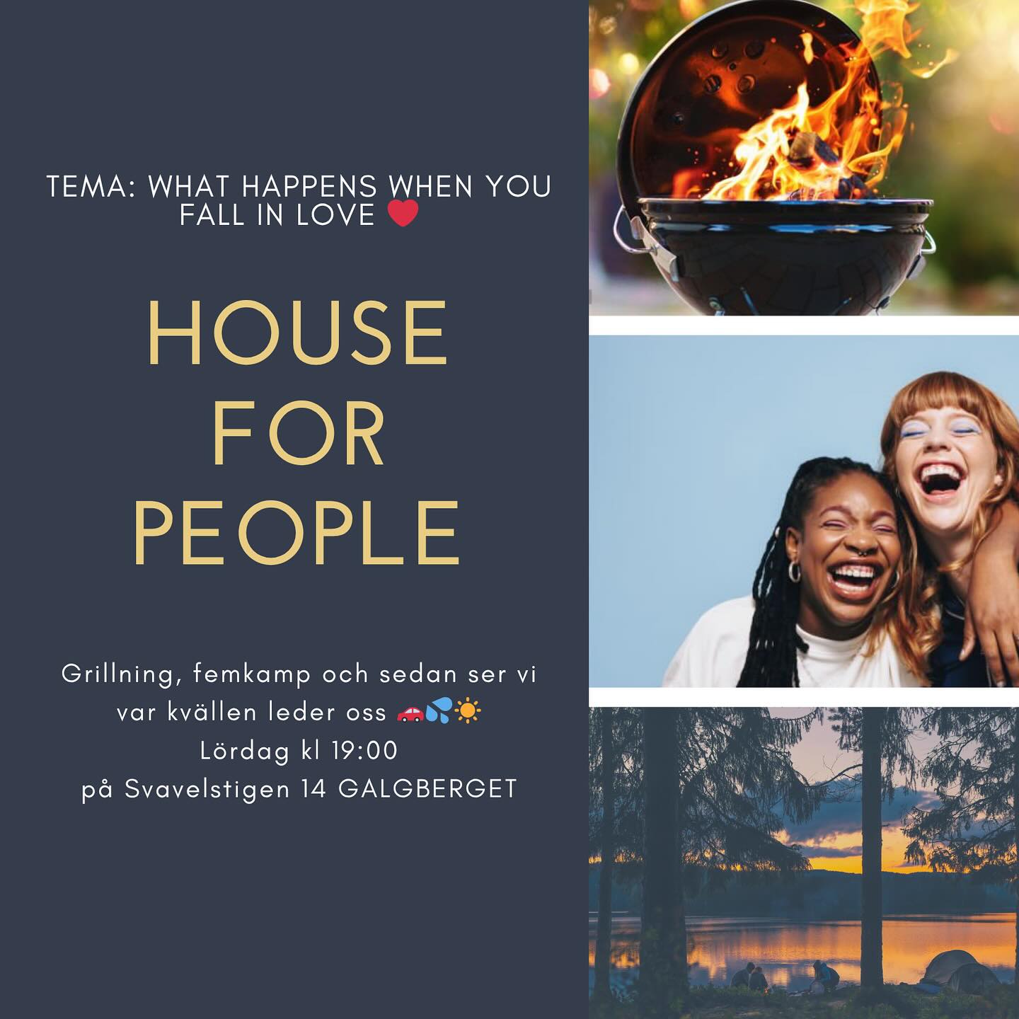 NU PÅ LÖRDAG ÄR VI TILLBAKA!
Låt oss njuta av sommarvärmen tillsammans med grillning, häng och kvällsäventyr. Vi börjat kvällen i Falukyrkan på Galgberget med grillning och där du får höra Guds ord på temat ”What happens when you fall in love”❤️
Senare på kvällen kan det bli att vi åker och badar, så ta med badkläder utifall💦
Vi ses klockan 19 på lördag 😄☀️