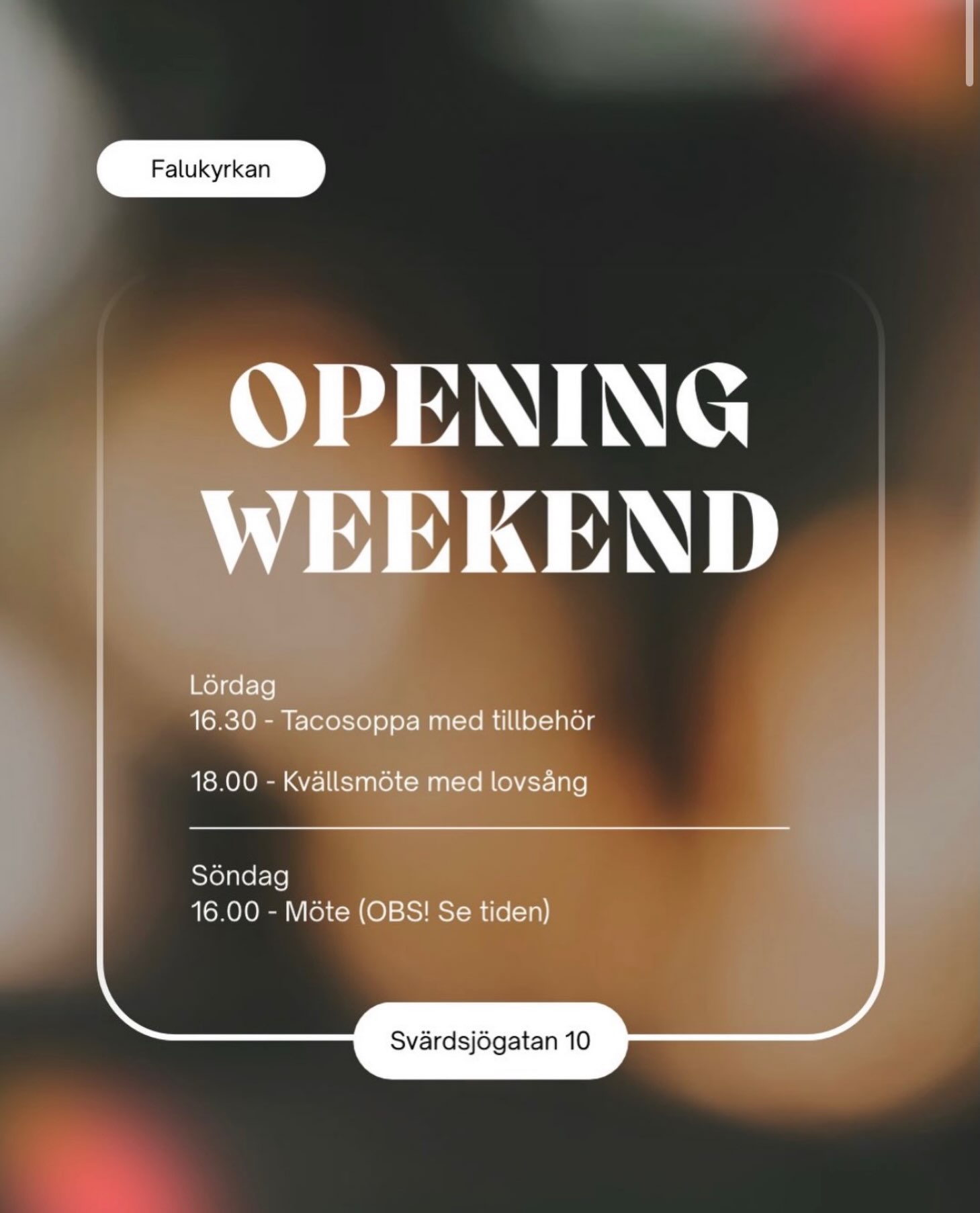 På lördag deltar sjävklart House på församlingshelgen i våra nya lokaler!
OBS! Starttid kl 16:30 på lördag
OBS! Starttid kl 16:00 på söndag
Vi ser mycket fram emot att få starta hösten tillsammans. Ses där 🍂👋
Adress enligt bild.