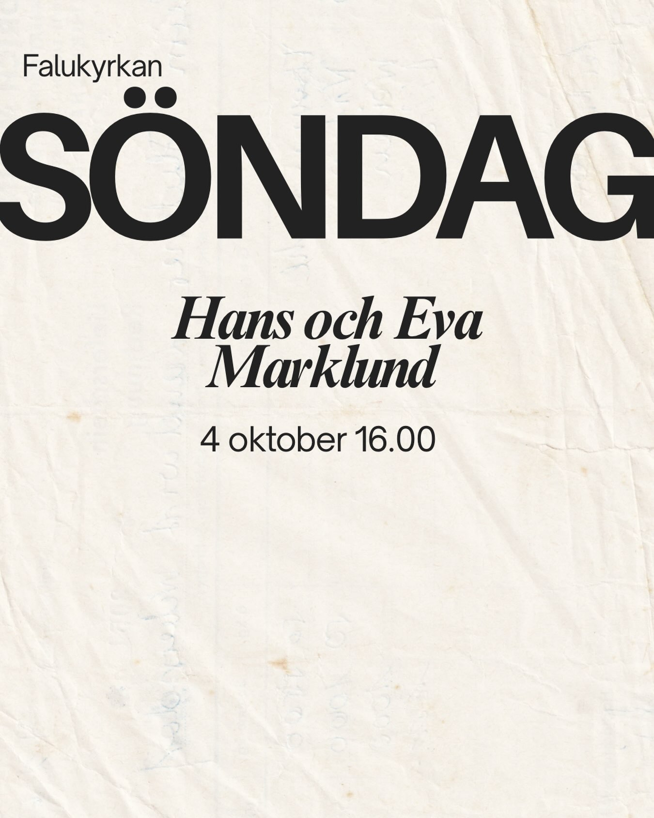 På söndag får vi besök av Hans och Eva Marklund! 

Välkommen till kyrkan 16.00 👋